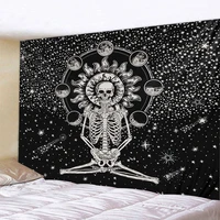 psychedelic starry skull tapestry flower wall hanging room sky carpet dorm tapestries art home decoration accessories