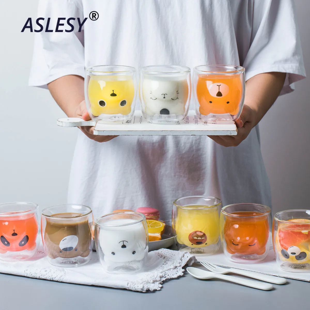 Креативная кофейная кружка с двойными стенками стеклянные кружки милый