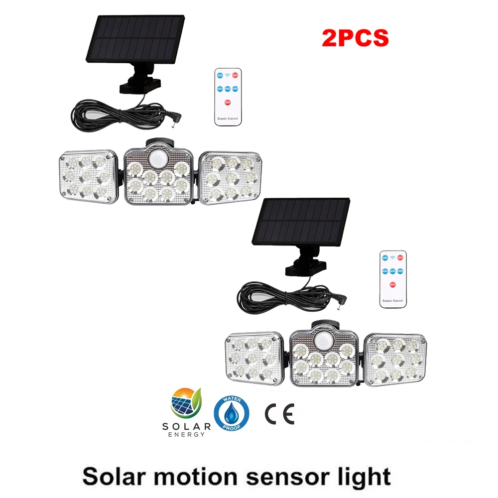 

2pcs 138 led seperable remote Outdoor Solar Wall Lamp 3 Modes PIR Motion Sensor Waterproof Light Garden Path Emergency Security