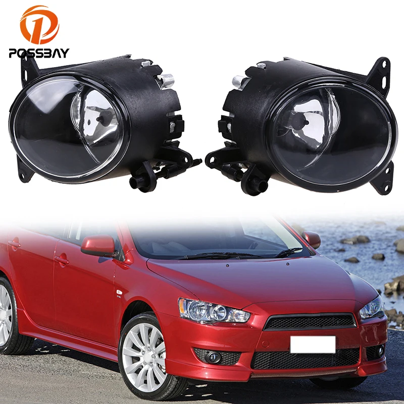 

POSSBAY Car Auto Fog Light Front Lower Bumper Driving Fog Lights Lamp for Mitsubishi Lancer 2008-2014 H11 55W Halogen Bulbs
