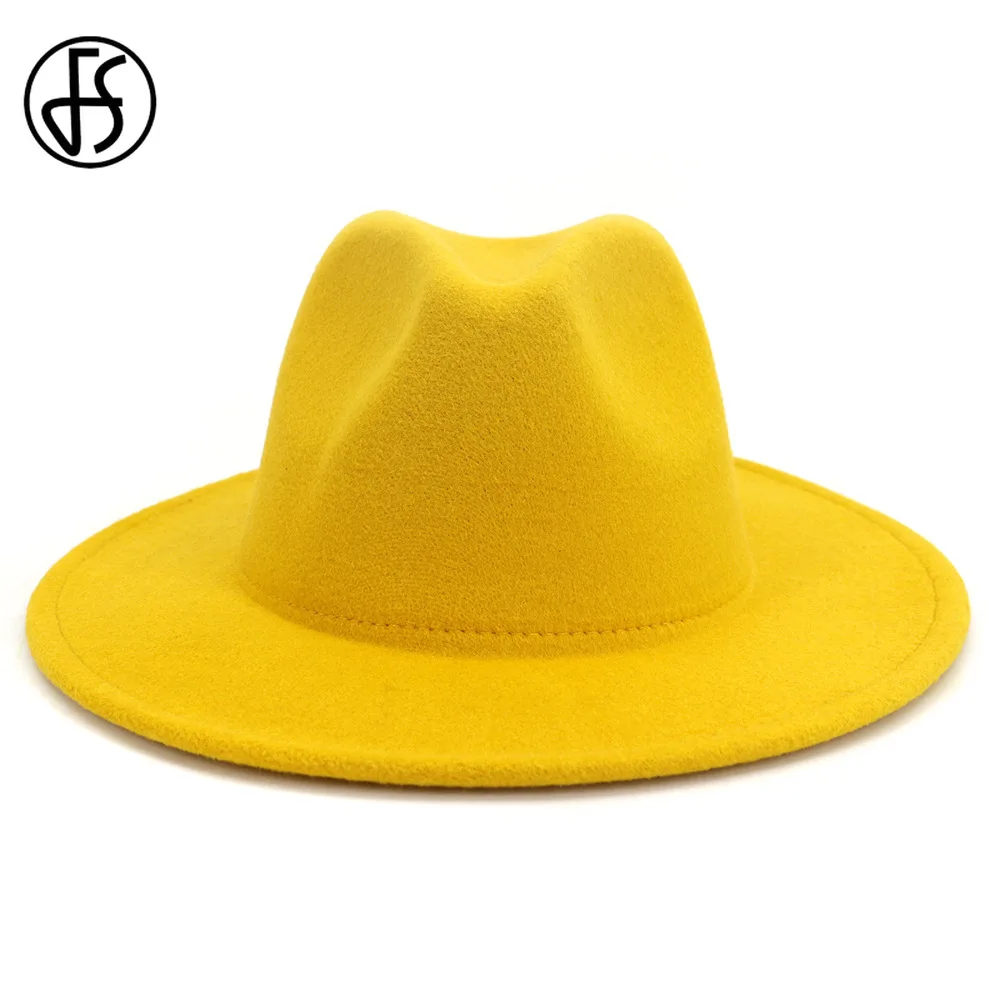 FS модные желтые Королевский синий фетр для пэчворка шапка мужчин и женщин шляпа с