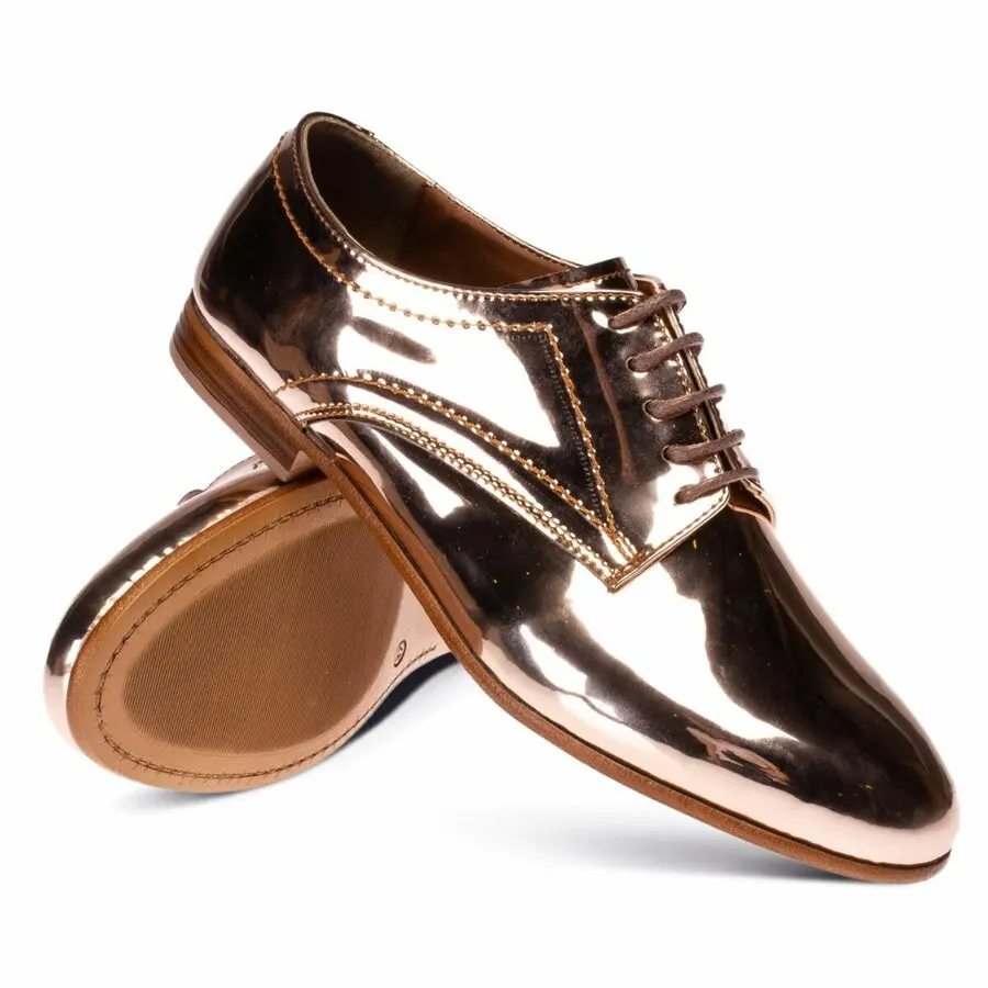 

Women Shoes Deery, Genuine Patent Leather Gold Color Casual Women Shoes