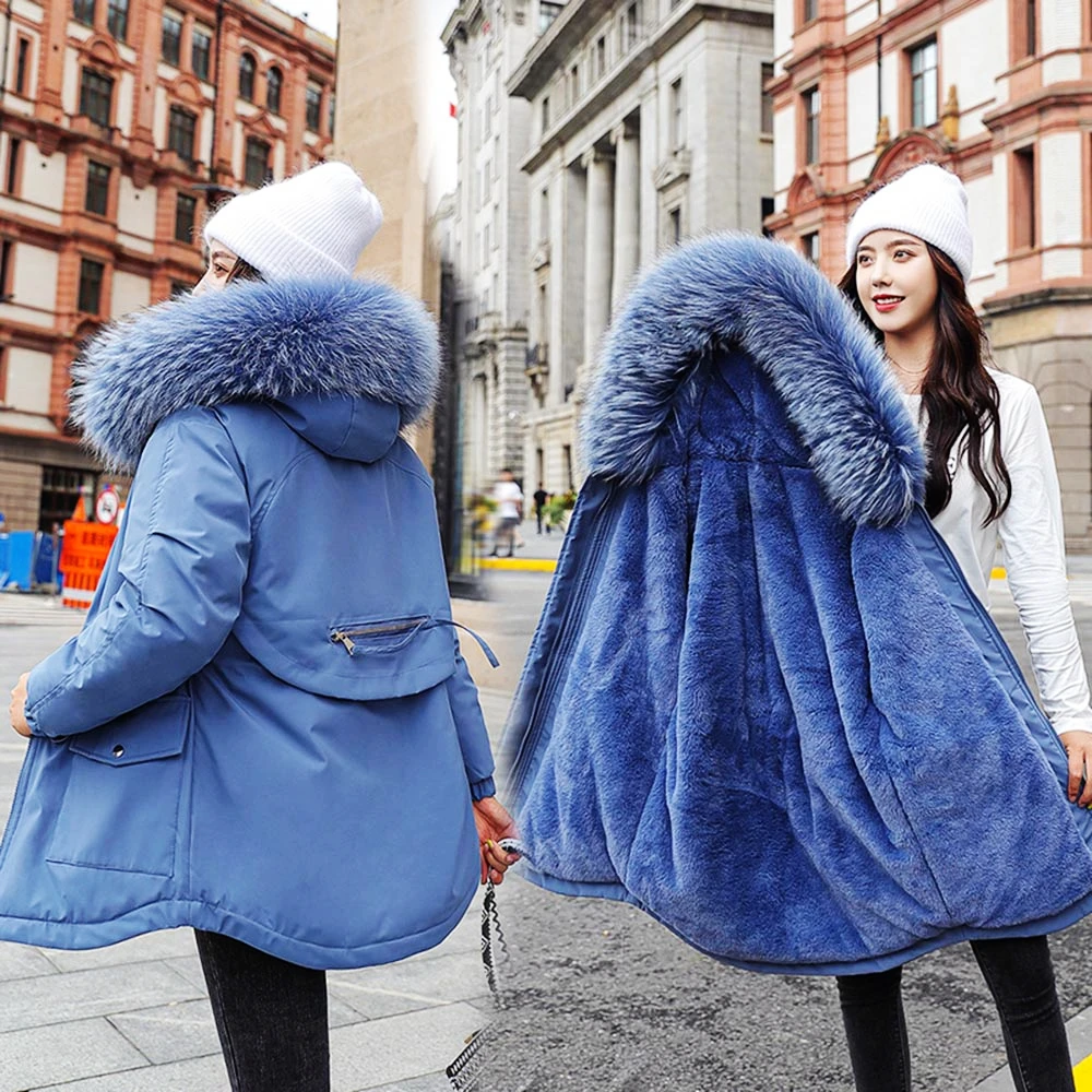 2020 теплая зимняя куртка Женская Повседневная парка с меховой подкладкой