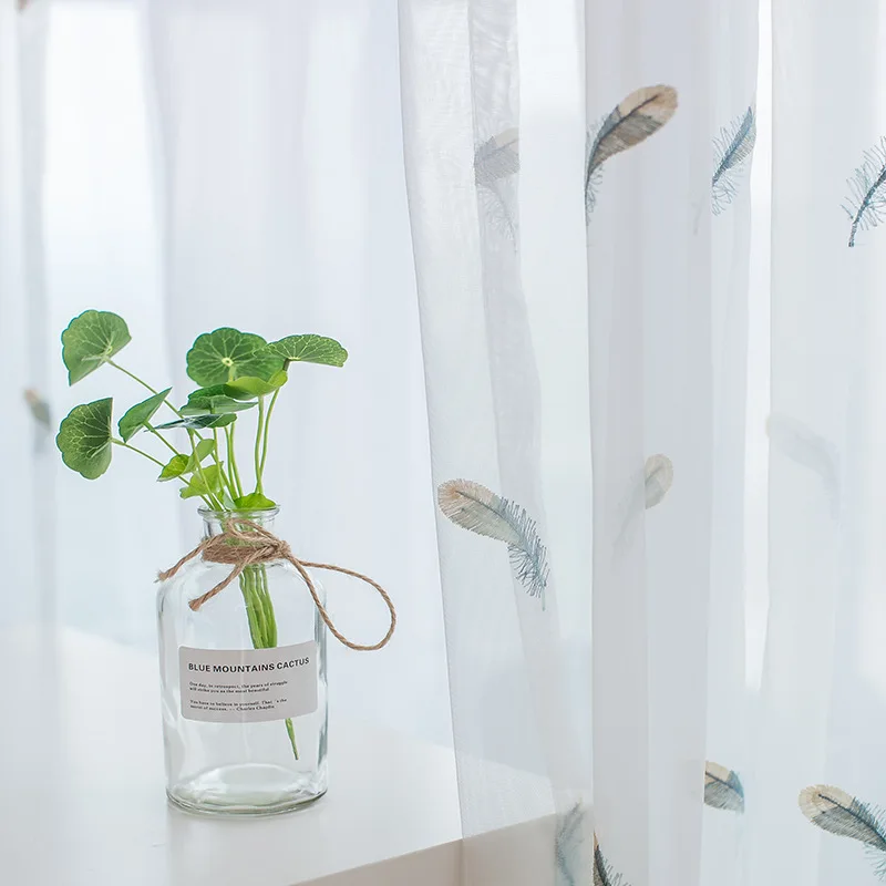 Современные шторы s для гостиной столовой спальни с перьями тюлевые вышивкой