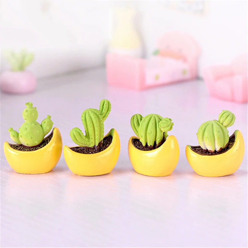Миниатюрный цветной кактус бонсай цветок пустыня Вишневое растение инжир модель