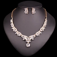 fashion indian bridal jewelry set for brides crystal necklace earrings sets wedding party bridesmaid costume accessories women