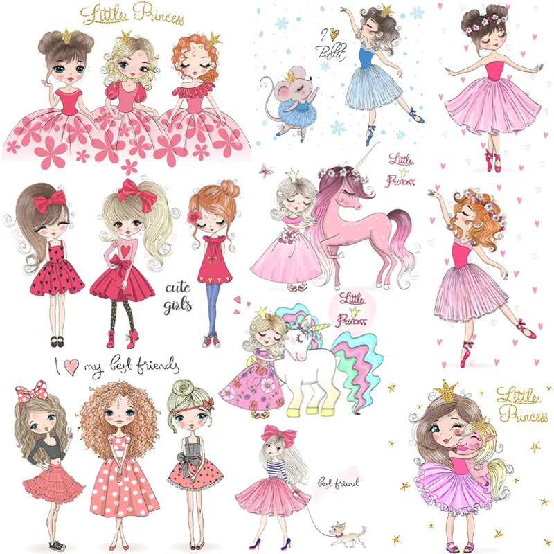 

Fashion Ballet Little Princess Iron on Transfer Vinyl Heat Transfer Thermal Stickers on Clothes Kids Clothing Applique Decor DIY