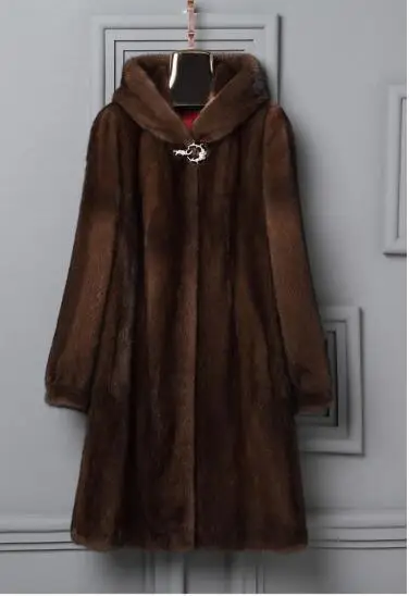 Женское меховое пальто с капюшоном длинная норковая шуба из искусственного меха