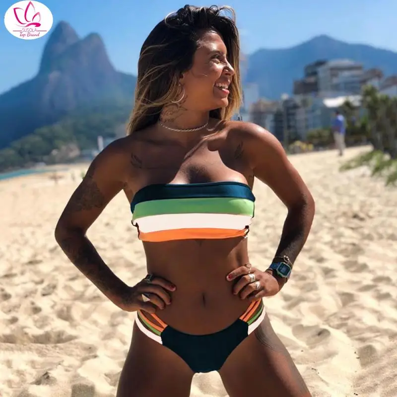 

New Sexy Bikini Set Brazilian Bikini 2021 Swimwear Women Bandeau Swimsuit Female Push Up Bathing Suit Summer Bathers Biquini