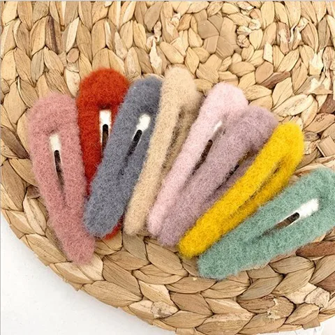 Осень Зима Новые популярные кашемировые BB клип резинки для волос яркого цвета