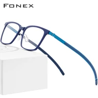 fonex titanium glasses frame men acetate new high quality square myopia optical prescription eyeglasses screwless eyewear 9106