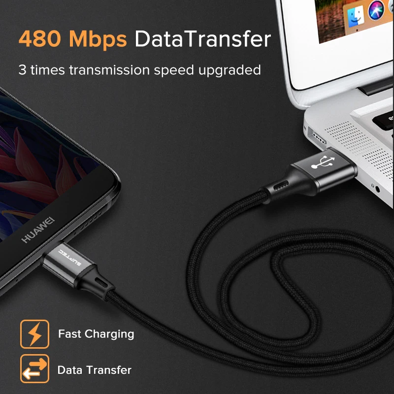 Кабель Micro USB SUPTEC провод для быстрой зарядки Xiaomi Redmi Note 5 Pro шнур Android внешний