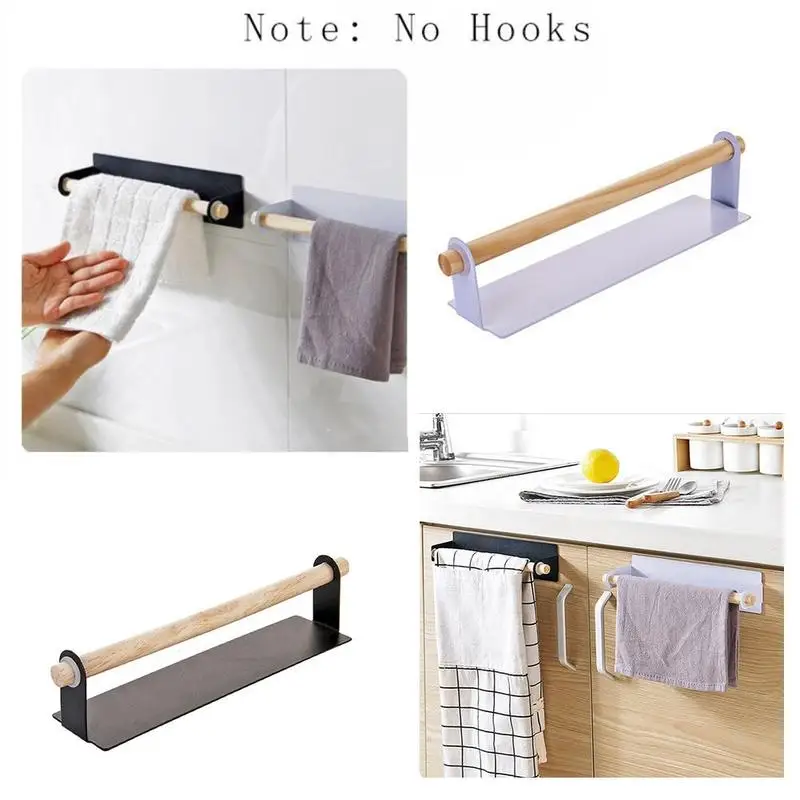 

Wall Mount Towel Hanger Rack Kitchen Cabinet Rag Hanging Paper Holder Roll Holder Rack Rag Storage Organizer Bathroom Towel H1B8