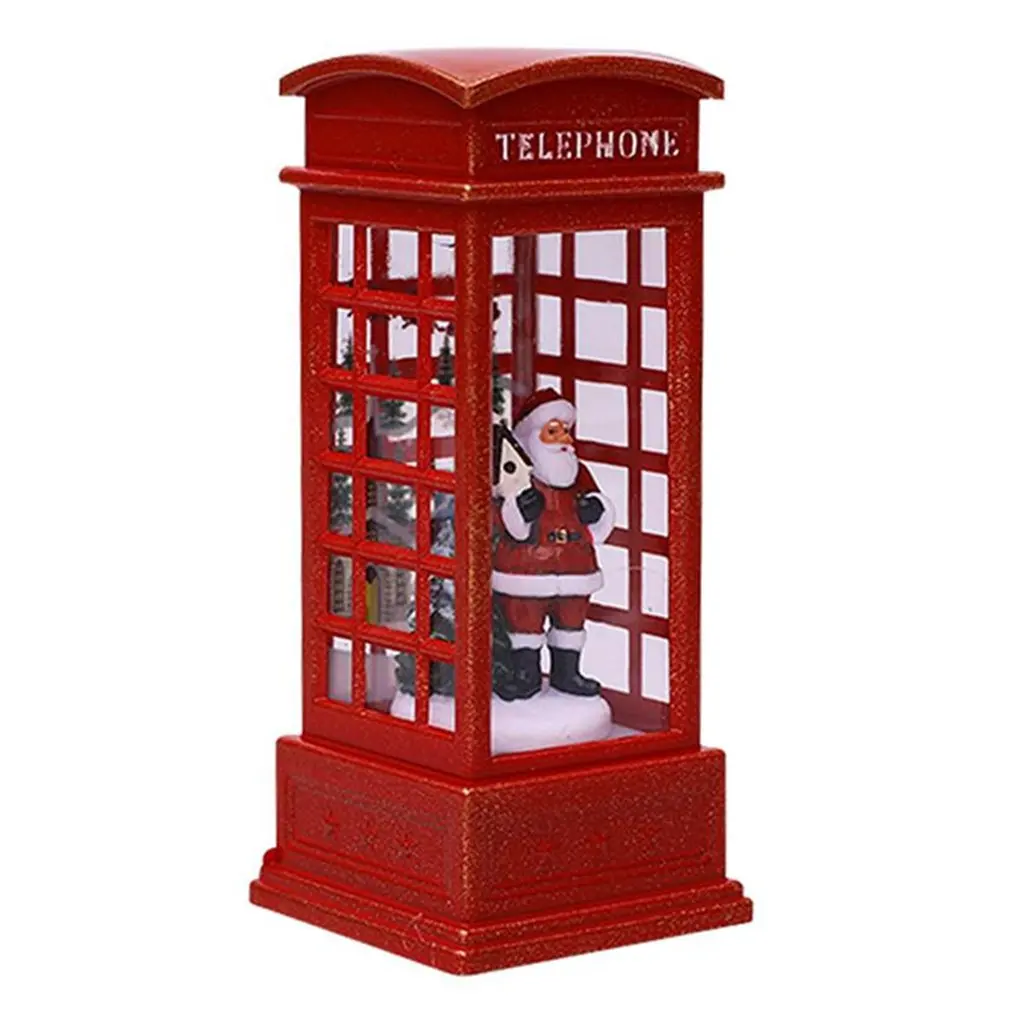 

Christmas Phone Booth Small Oil Lamp Booth Wind Lamp Christmas Snowman Night Light Home Party New Year Decoration