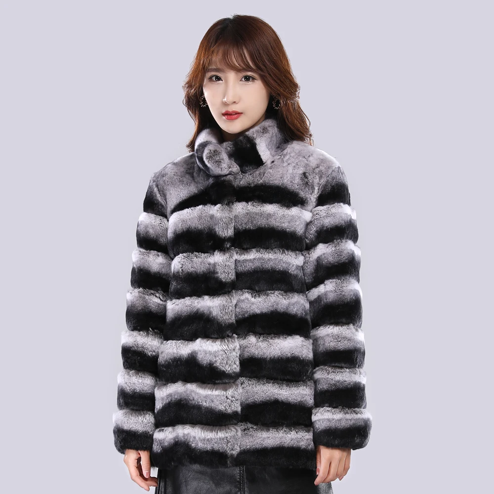 Пальто из натурального меха шиншиллового кролика Рекс куртка пальто верхняя