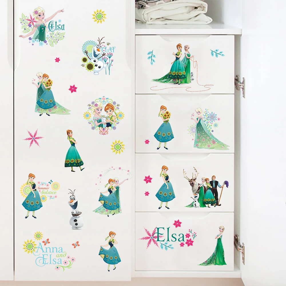 Дисней Мультфильм Эльза Анна Замороженная Принцесса сад настенные наклейки для