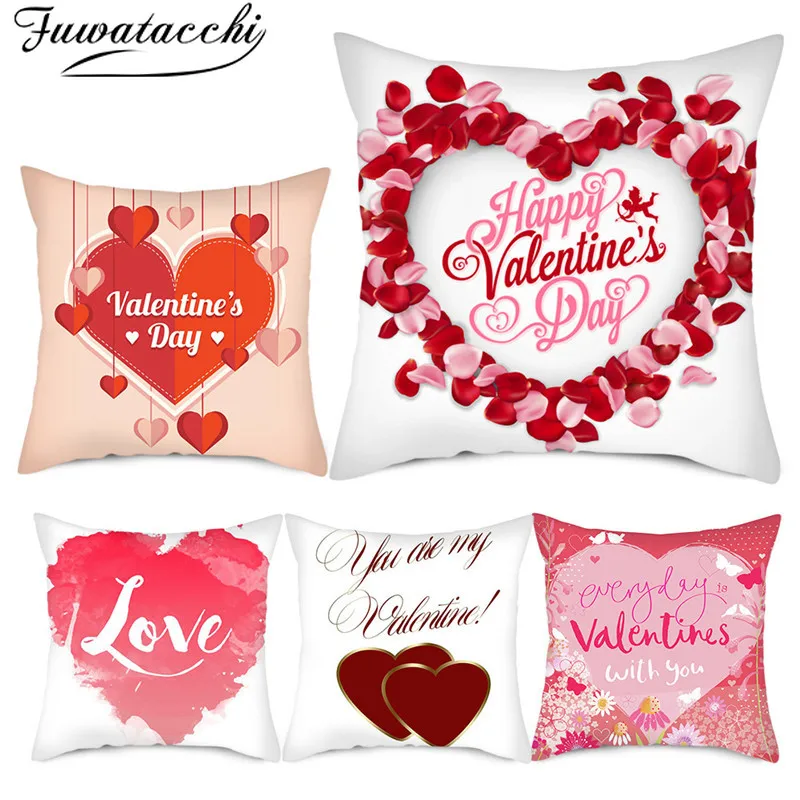 

Fuwatacchi Valentine's Day gift Cushion Covers love Square Pillow Cases For Car Bedroom Sofa Decorative Throw Pillows Covers