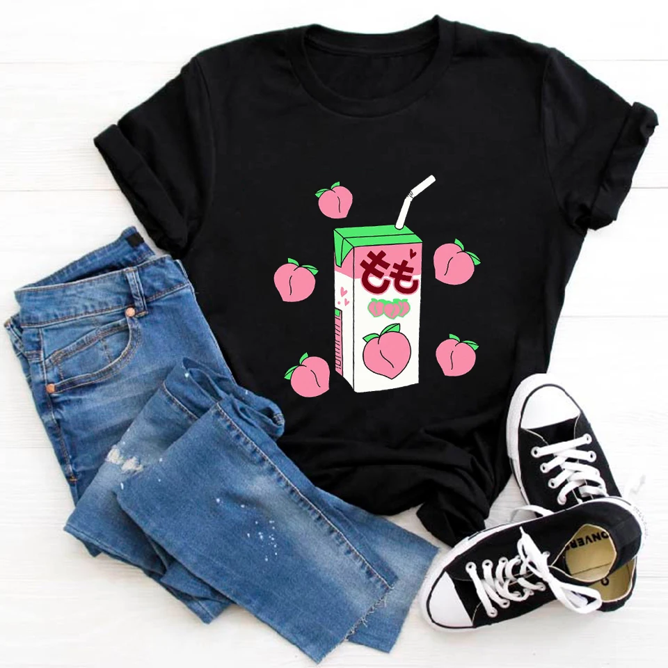 

2021 Oversized T-Shirt Peach Juice Men T Shirt New Summer Tshirts Fashion Short Sleeve Women Women Funny Streetwear Tee Tops