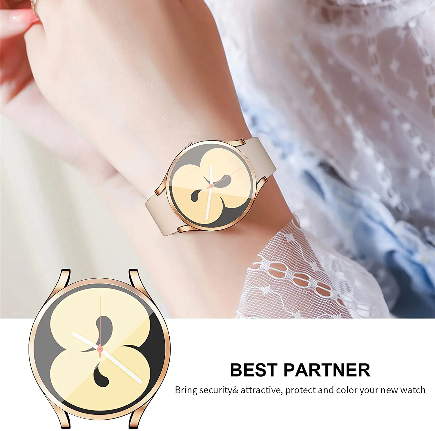 Watch Cover+Tempered Glass Screen Protecto for Samsung Galaxy Watch 4 40MM 44MM, Clock Protection Case for Galaxy Watch 4