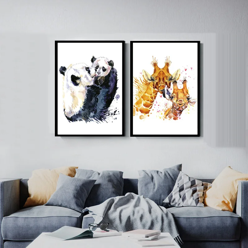 

Nordic Watercolor Panda Rabbit Penguin Giraffe Fox Leopard Diamond Painting Love Animal Diamond Embroidery Wall Art Home Decor