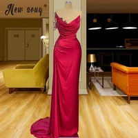 red pleated special occasion dress mermaid luxury evening dresses sexy celebrity party gown backless fit pageant robes de soir%c3%a9e