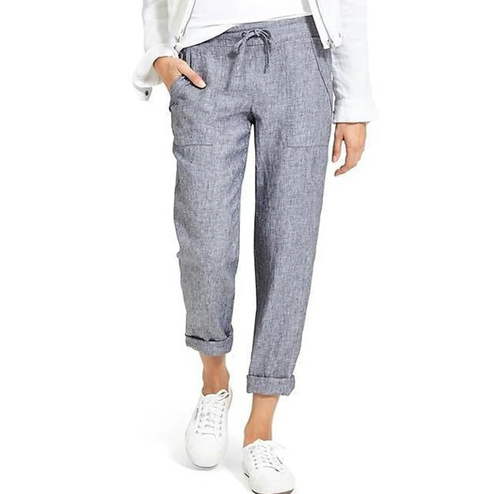 Брюки женские хлопково-льняные спортивные брендовые мягкие свободные дышащие