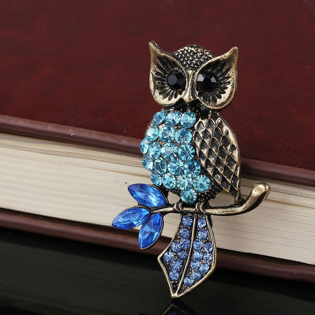 Синие стразы Рогатая Сова птица брошь праздничная свадебная Ювелирная - купить