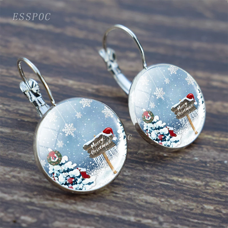 Серьги Крючки в виде снежного дома простой стиль серьги кольца из стекла