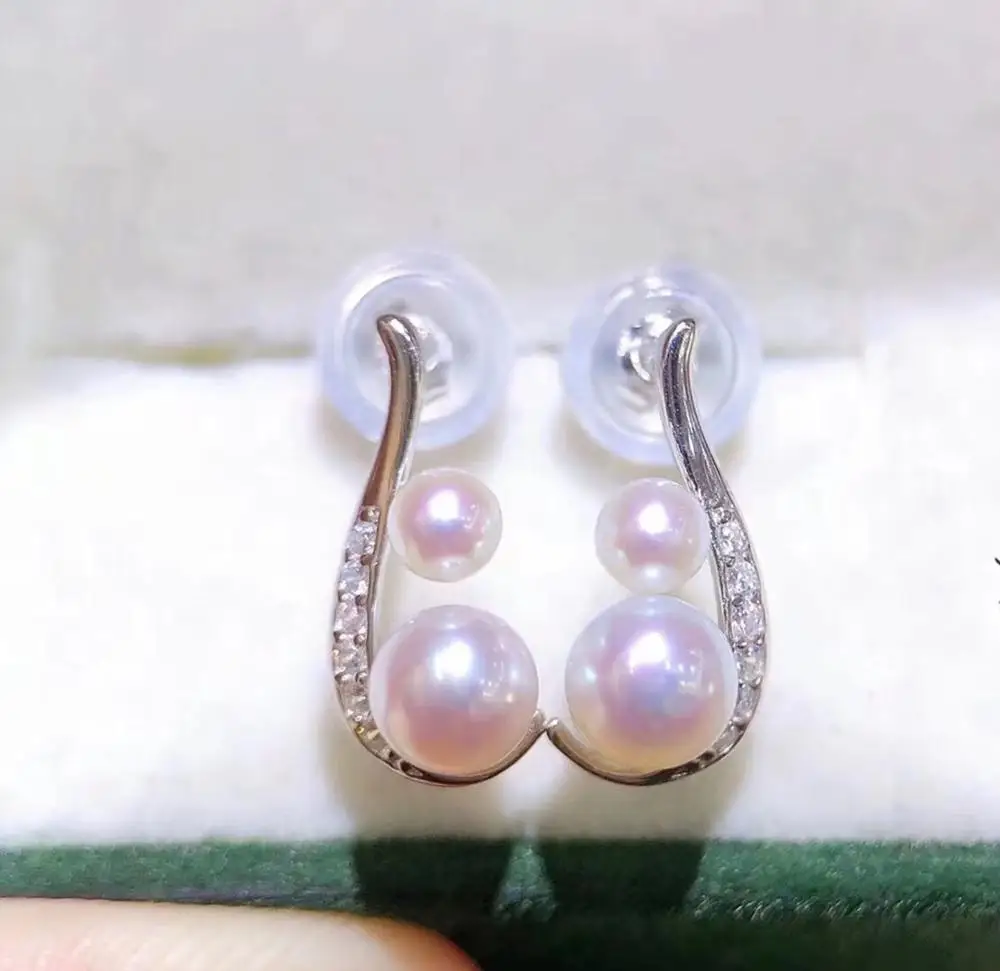 

Fashion 925 Sterling Silver Earrings Findings Mountings Settings Jewelry Parts Fittings for Pearls Coral Jade Agate Beads Stones