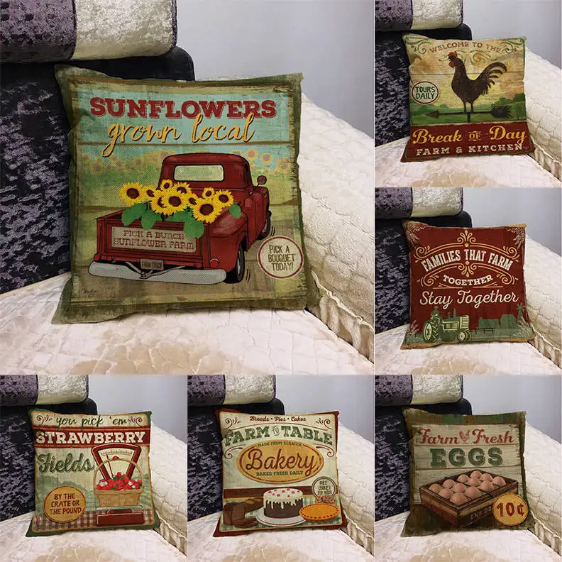 

45cm*45cm farm animals and wooden throw cushion cover linen/cotton sofa pillow cover decorative pillow case T217