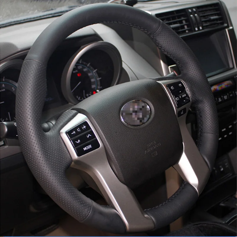 LUNDA черный кожаный чехол рулевого колеса автомобиля для Toyota Land Cruiser Prado 2010 2015 Tundra