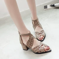 sandals summer women high heels fashion new crystal plus size woman gladiator shoes wedges beach sandals ladies sexy fretwork
