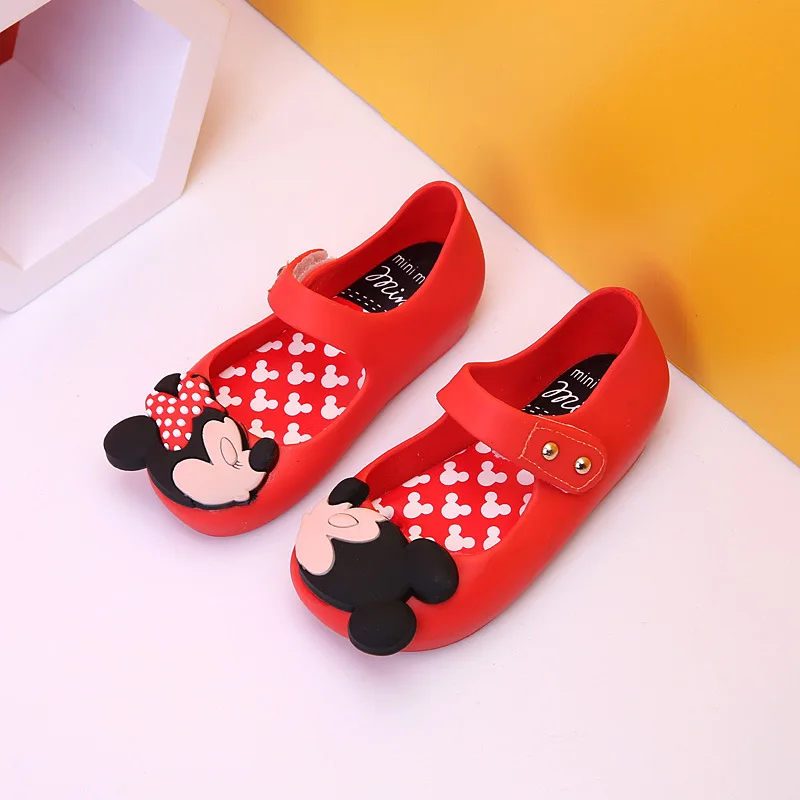 red Melissa/мини-обувь новые оригинальные летние сандалии для девочек детские резиновые босоножки принцессы с Микки и Минни для маленьких девочек красный цвет, SH19082 - Цвет: red
