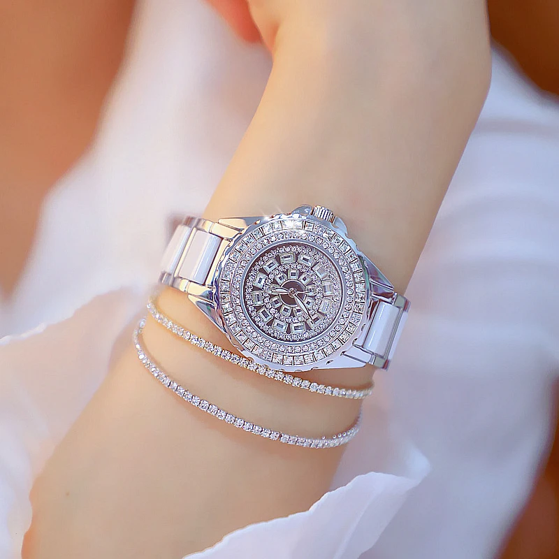 Часы женские кварцевые со стразами Роскошные наручные с циферблатом браслетом |
