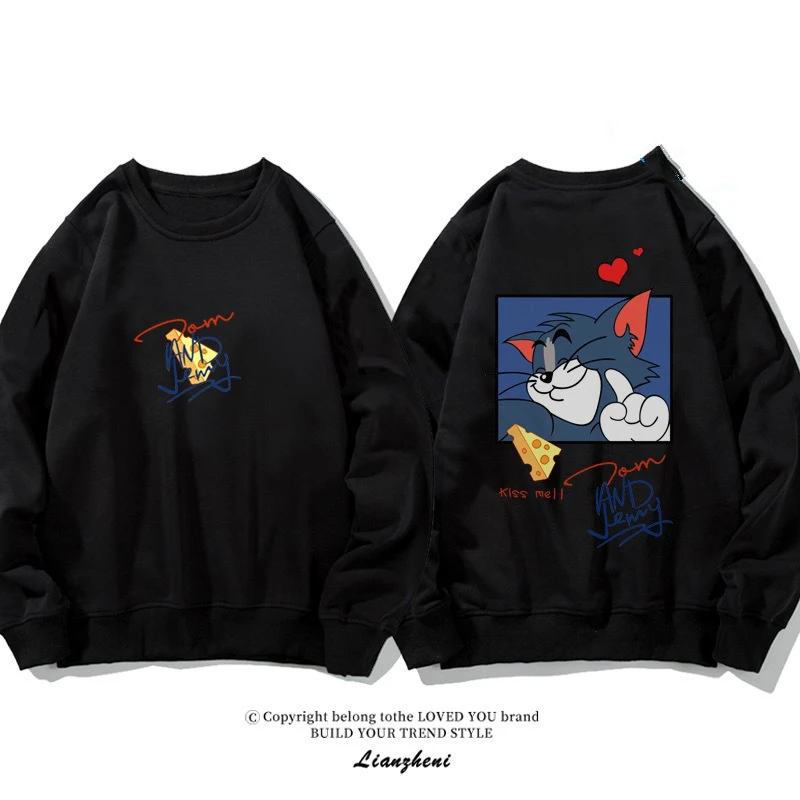 Кот Том и Джерри мышь Симпатичные Парные вещи для влюбленных Одежда Футболка с