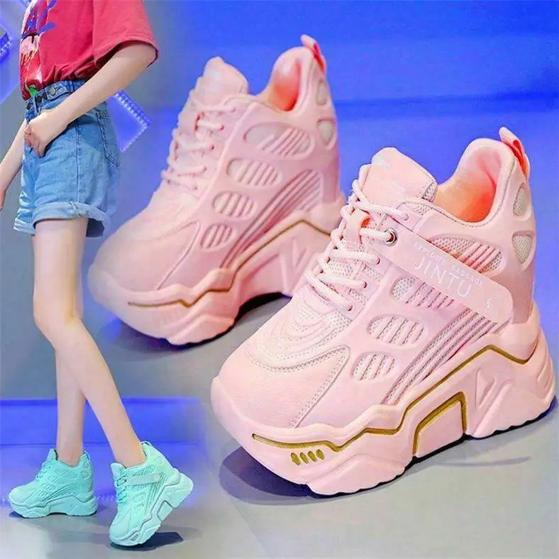 

Womens Creepers Ankle Boots Platform Sneakers Shoes Hidden Wedge Lace Up Fashion