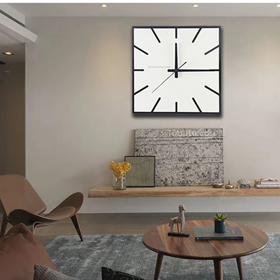 Деревянные квадратные настенные часы креативный дизайн современное искусство