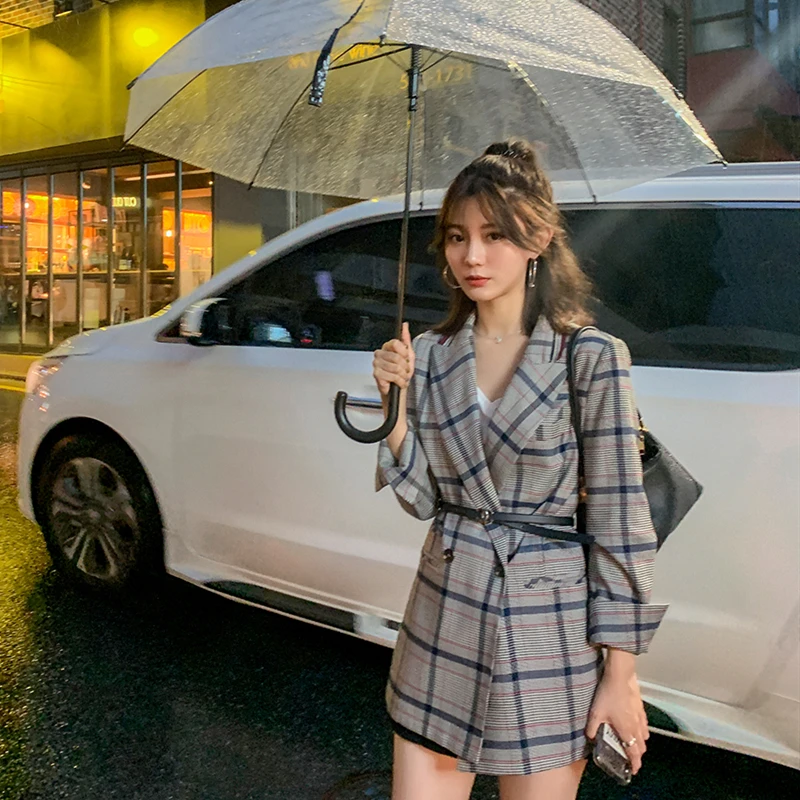 Women Winter Autumn Plaid Suit Jacket Female Coat Fashion Clothing Slim Blazer
