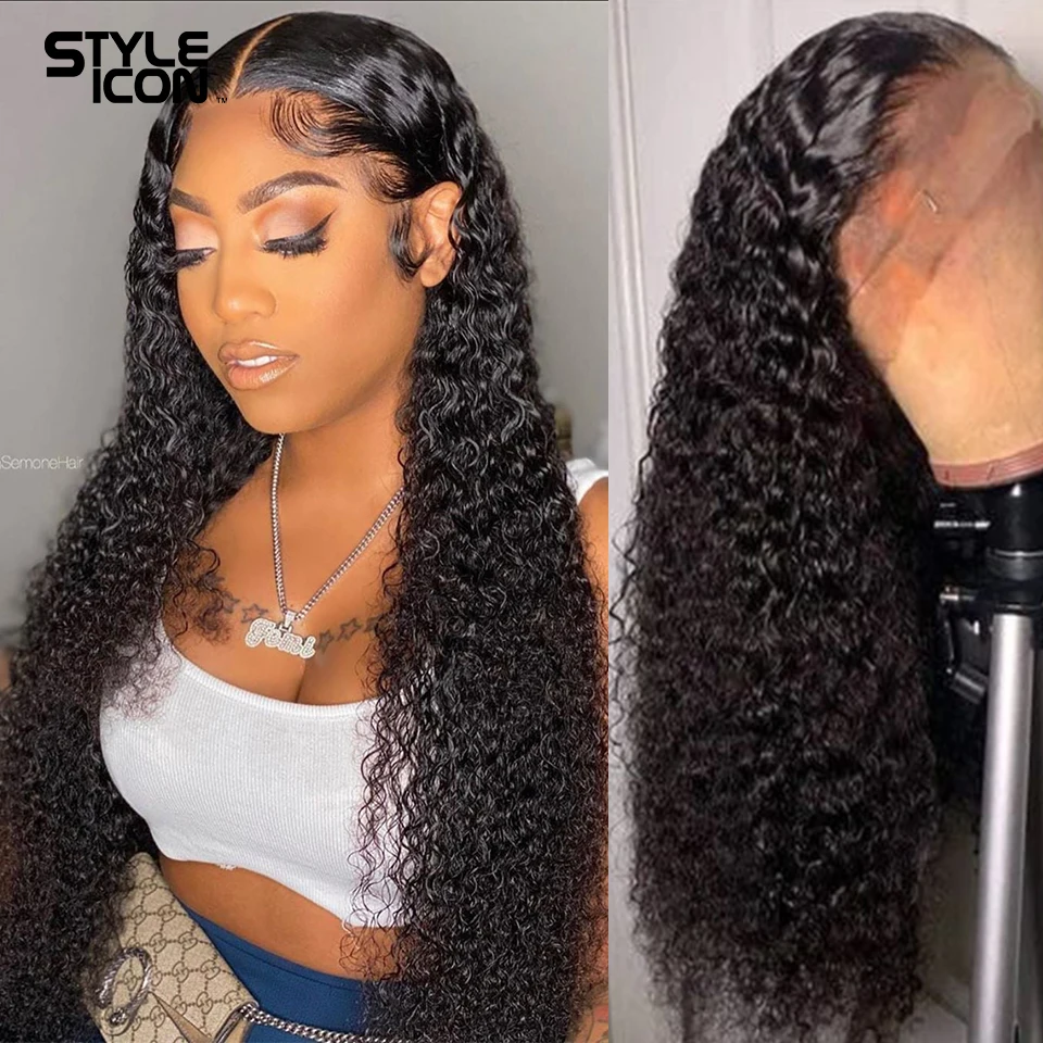 Styleicon Brazilian Curly Human Hair Wigs 13*4 Lace Frontal Wig With Baby Hair Ear To Ear Lace Frontal Kinky Curly Wig
