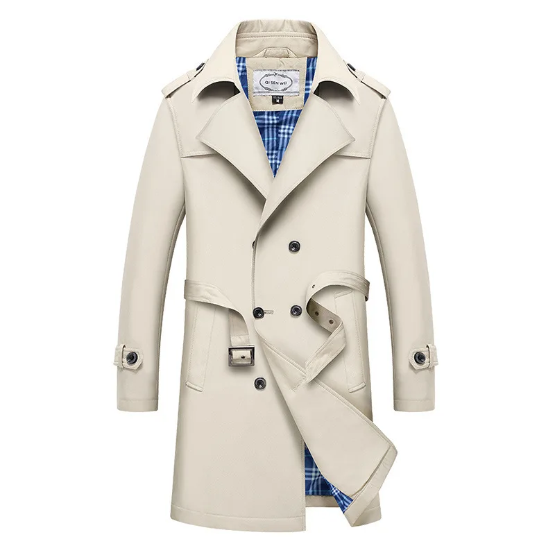 

Fashion Men's Clothing Spring and Autumn Lapel Mid-Length Handsome Windbreaker Jackets M-4XL Plus Size Male Casual Coats Outwear