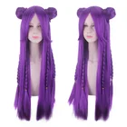 Аниме 80 см длинный фиолетовый Плетеный парик LOL KDA дочери пустоты Kaisa KDA с булочками термостойкие волосы Косплей Костюм парик