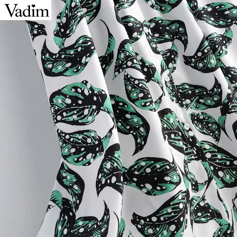 Женское элегантное платье vadim с принтом листьев миди поясом-бабочкой и карманами