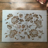 a4 29cm flowers branch diy layering stencils wall painting scrapbook embossing hollow embellishment printing lace ruler