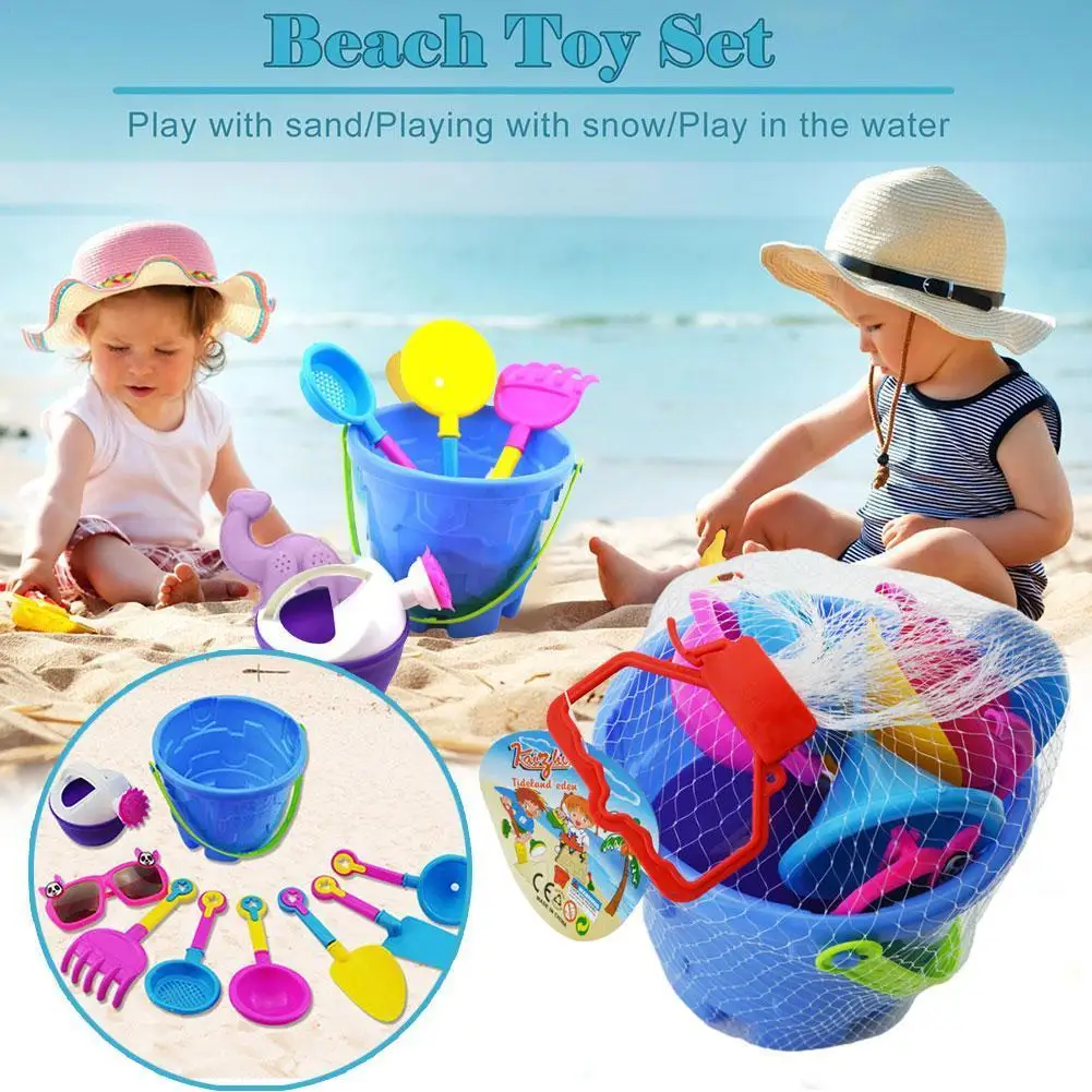 

9pcs Children's Beach Sand Toy Set Beach Bucket Watering Rake Play Tool Water Summer Beach Toys Toys Shovel Mold Sandbox Ki L8G2