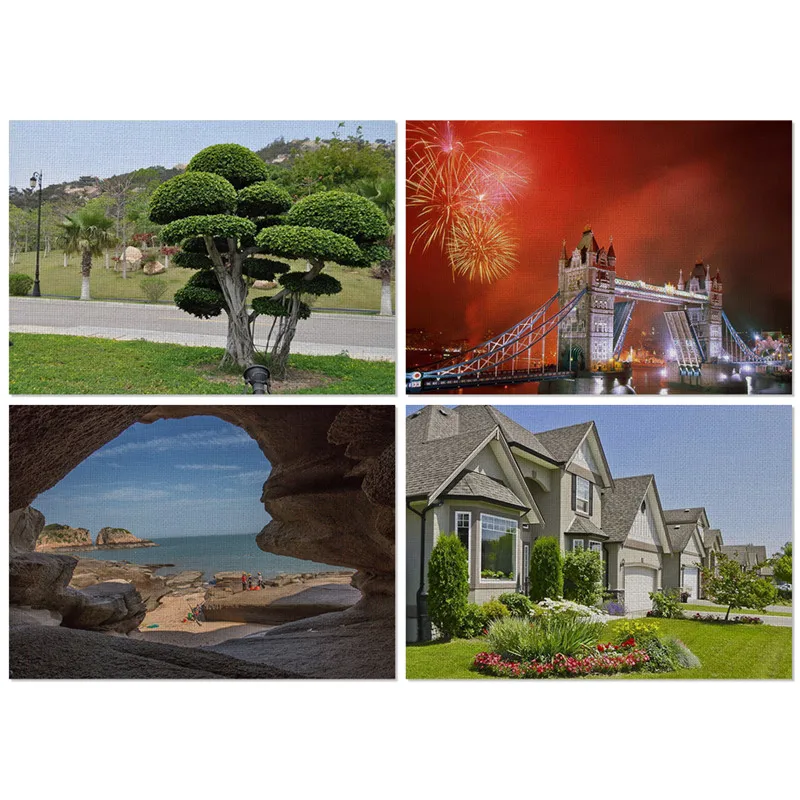 

Fuwatacchi Landscape Table Placemat Cotton-linen Non-slip Tableware Mats Kitchen Accessories Mat Table Napkins Home Accessories