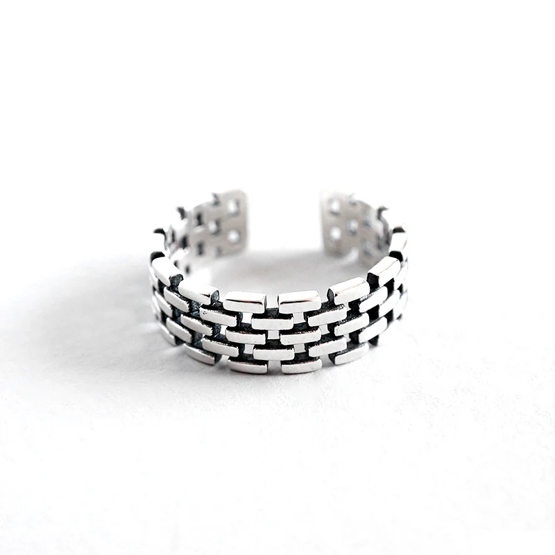 Настоящее 100% 925 пробы серебряные кольца для женщин винтажная стена кирпичная
