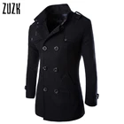 Зимние мужские черные пальто, Мужское пальто, тренчкот, мужские двубортные пальто из смешанной шерсти
