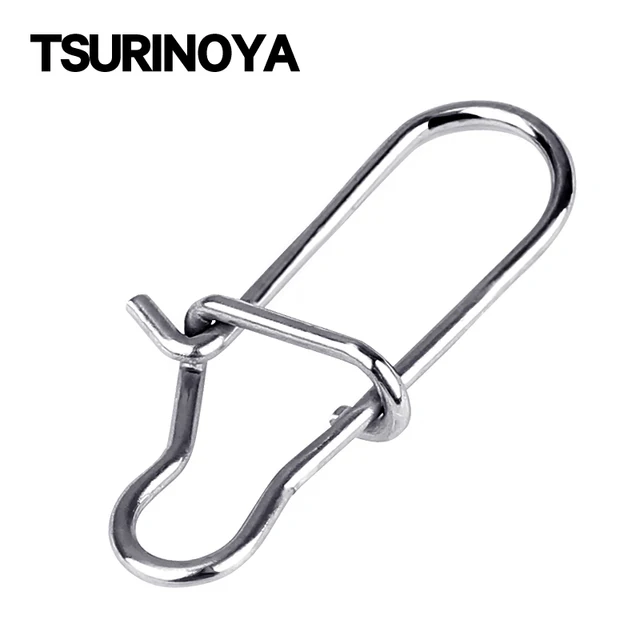 TSURINOYA Fishing Snaps Stainless Steel Hard Lure Connector 100PCS Solid Safety Pin Barrek Hook Lock Clip Accessories 1