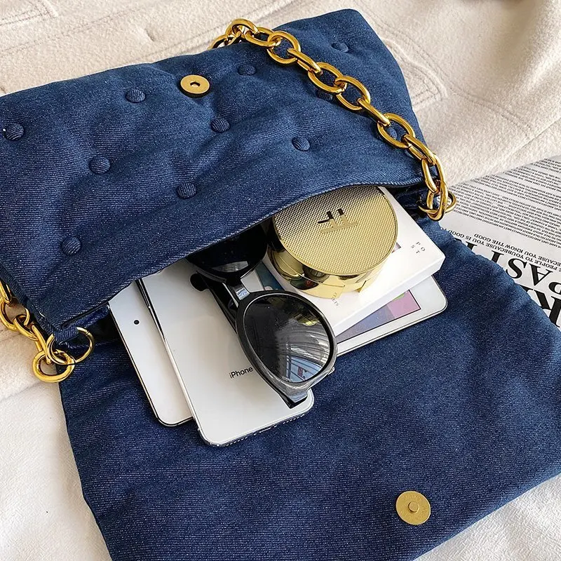 

New Denim Armpit Bags for Women 2020 Branded Trend Shoulder Handbags and Purses Luxury Women's Fashion Trending Chain Hand Bag