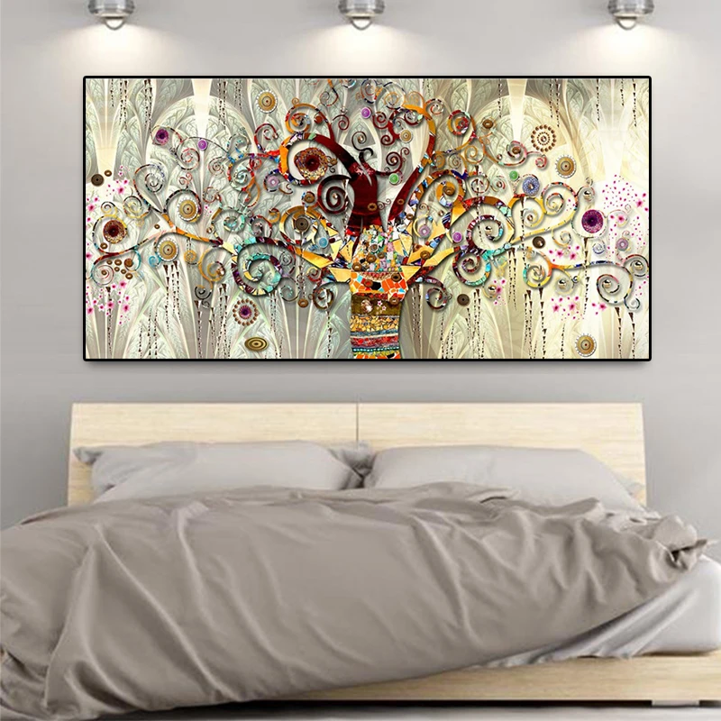 

Modern Landscape Tree of Life By Gustav Klimt Canvas Painting Posters and Prints Wall Art Picture for Living Room Home Decor